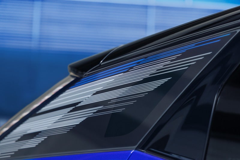 Close-up of the Modern Pattern on the 2026 OPTIQ-V Rear Quarter Glass | Ryan Cadillac in Buffalo MN